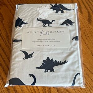 Maison Heritage Kids Navy Dinosaur Fitted Crib Sheet